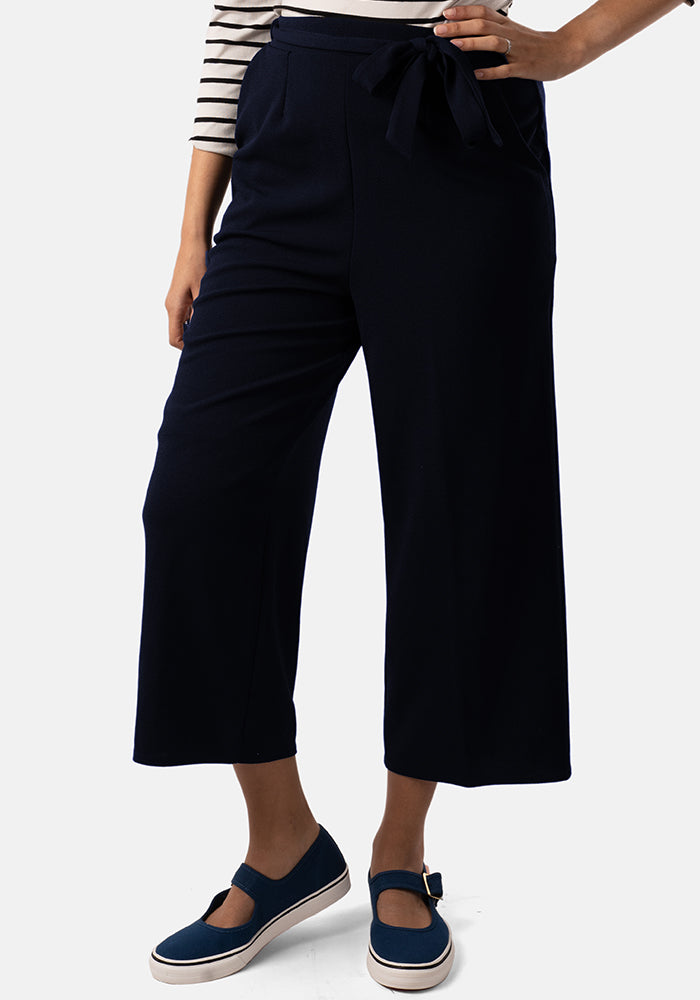 Front view of Myleene Navy 3 and 4 Leg Trouser