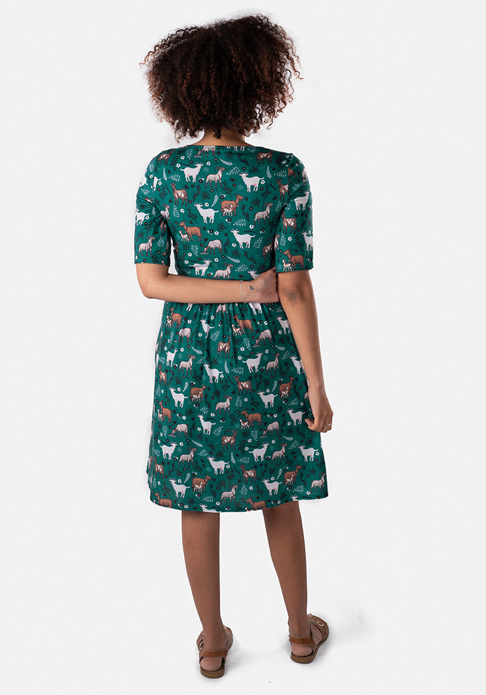 Nanny Grazing Goat Print Dress