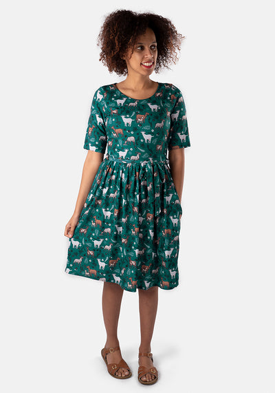 Nanny Grazing Goat Print Dress