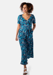 Nautilus Sea Shells Print Culotte Jumpsuit