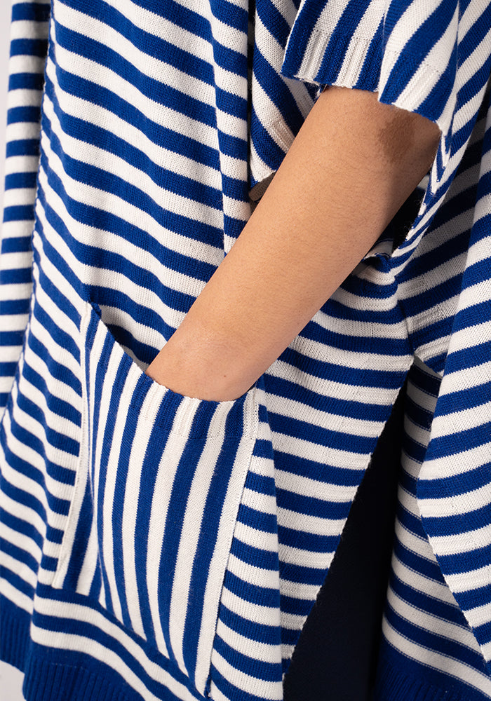 Navy & White Stripe Sleeveless Cardigan