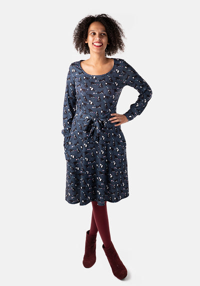 Netty Navy Cat Print Dress