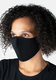 3 Layer Black & White Cherry Print Reversible Face Cover (Ebony)