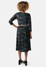 Nicholas Santas Sleigh Print Midi Dress