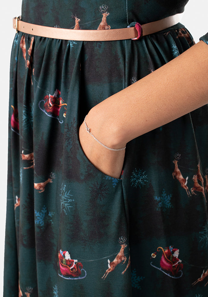 Nicholas Santas Sleigh Print Midi Dress
