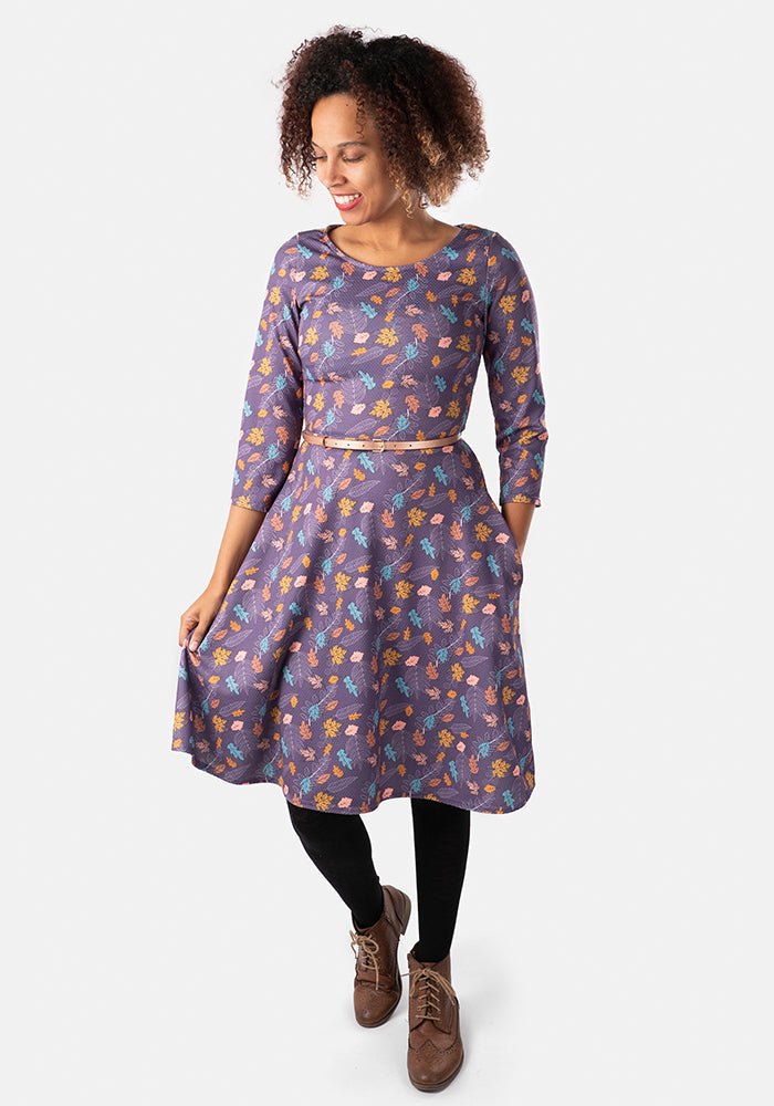 Nikki Autumn Leaves Print Dress