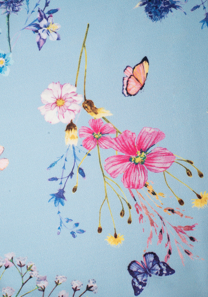 Noemi Blue Butterfly & Floral Swing Dress