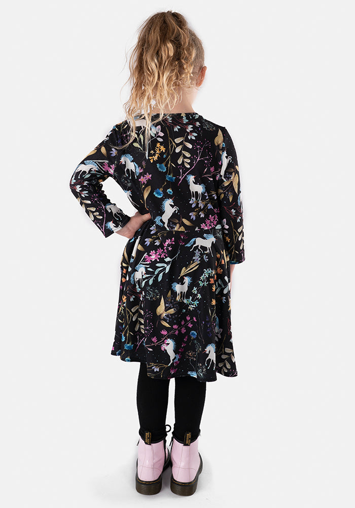Children's Magical Unicorn Print Dress (Olympia)