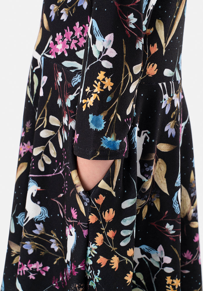 Children's Magical Unicorn Print Dress (Olympia)