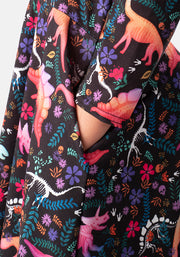 Children's Spooky Dinosaur Print Dress (Onyx)