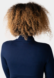 Navy Polo Neck Top