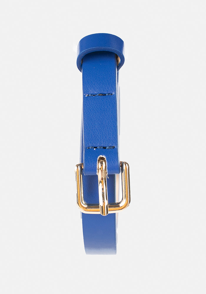 Front view of Cobalt Statement PU Belt