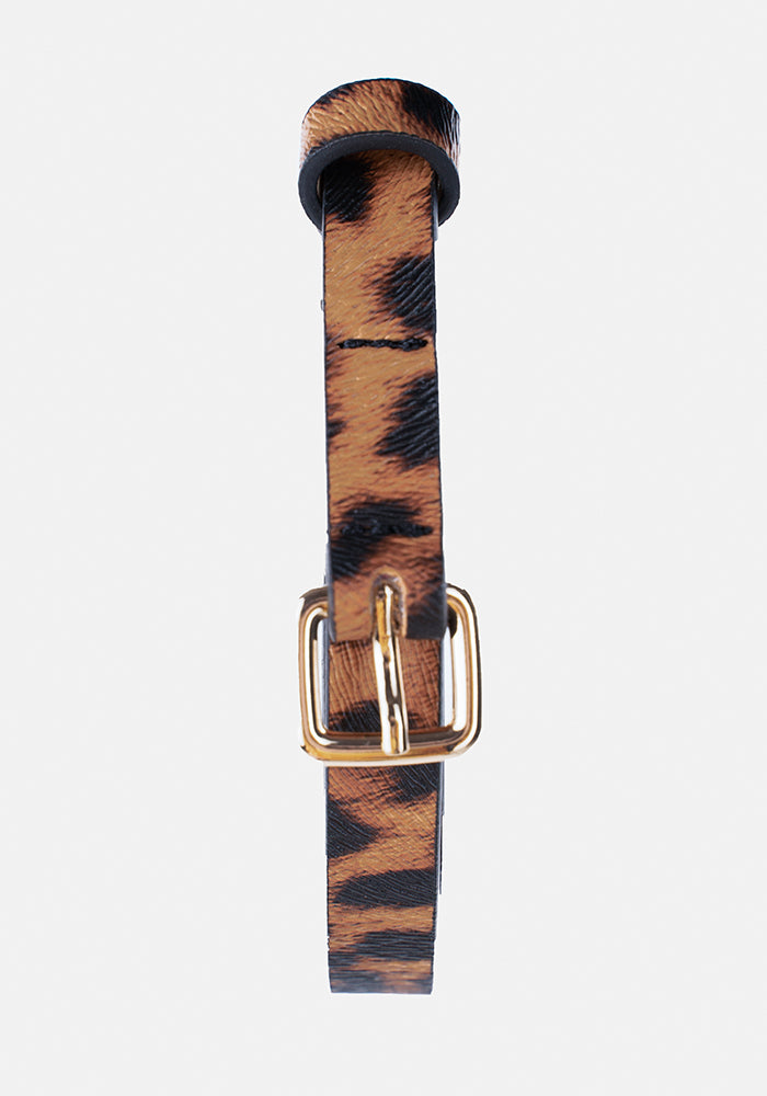 Front view of Animal Print Statement PU Belt