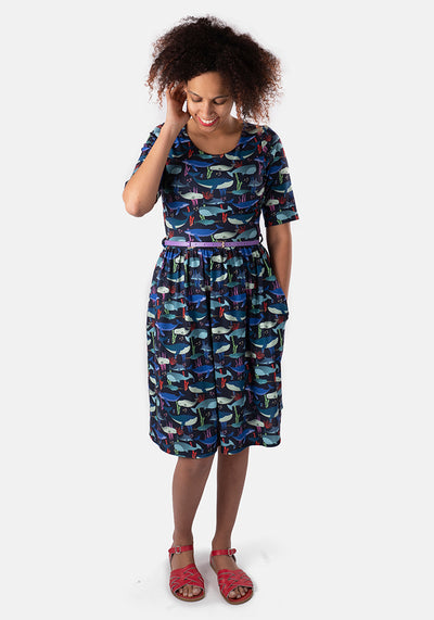 Pacific Whale Family Print Dress