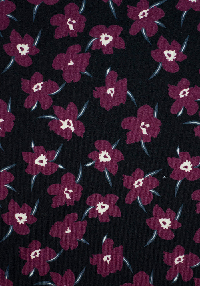 Pearl Black & Purple Floral Print Dress