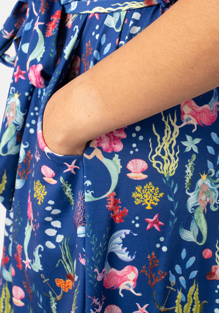 Perla Swimming Mermaid Print Dress Midi Dress