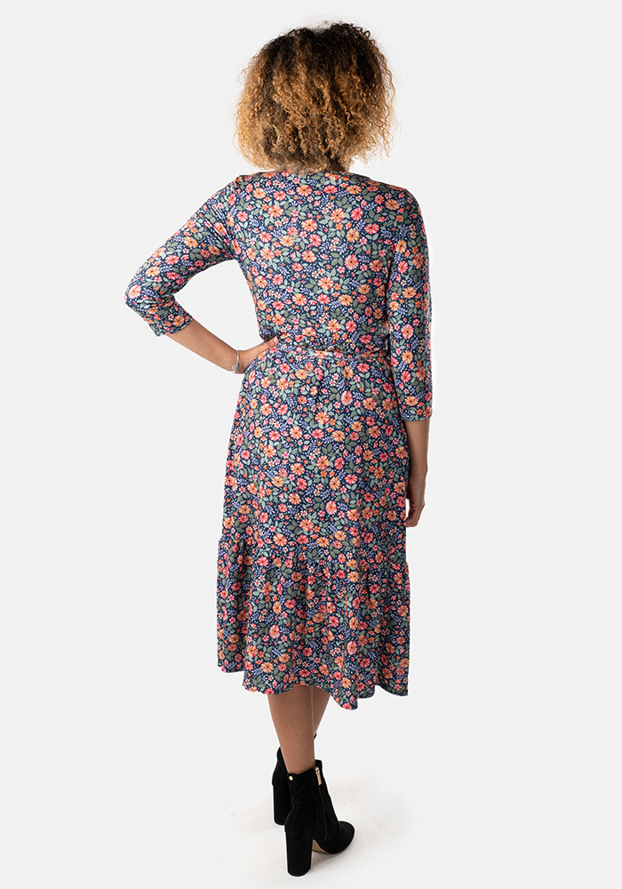 Phillippa Autumn Ditsy Floral Print Midi Dress