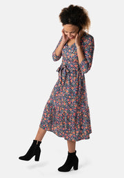 Phillippa Autumn Ditsy Floral Print Midi Dress