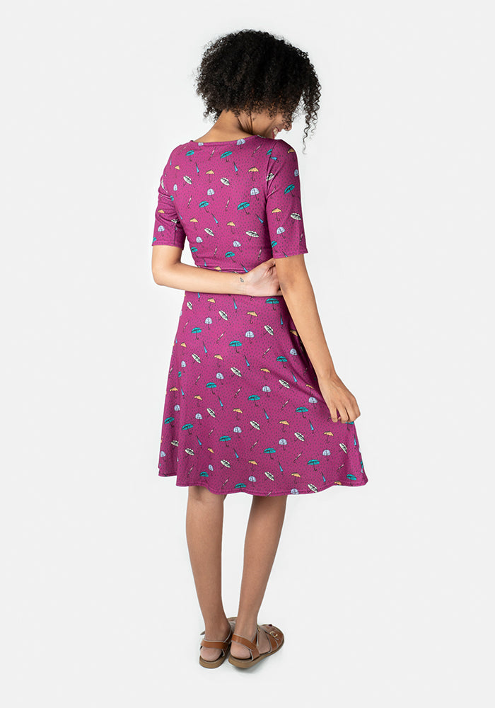 April Purple Umbrella Print Dress