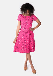 Rosalee Pink Bird Print Dress