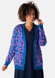 Blue & Pink Animal Knit Cardigan