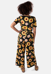 Precious Large Sunflower Print Culotte Jumpsuit