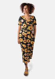 Precious Large Sunflower Print Culotte Jumpsuit