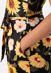 Precious Large Sunflower Print Culotte Jumpsuit
