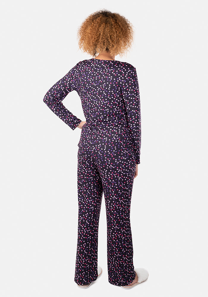 Presley Purple Heart Print Pyjama Set