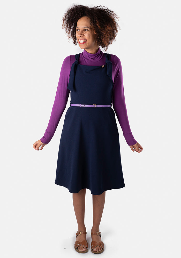 Front view of Prisha Navy Pinafore