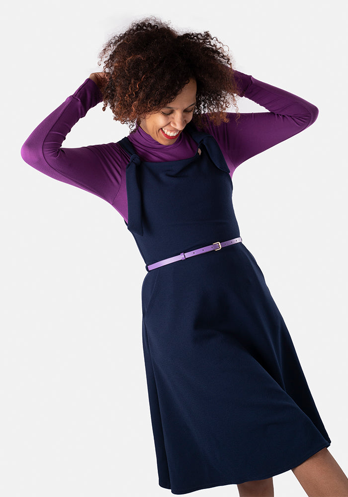 Sixth angle of Prisha Navy Pinafore