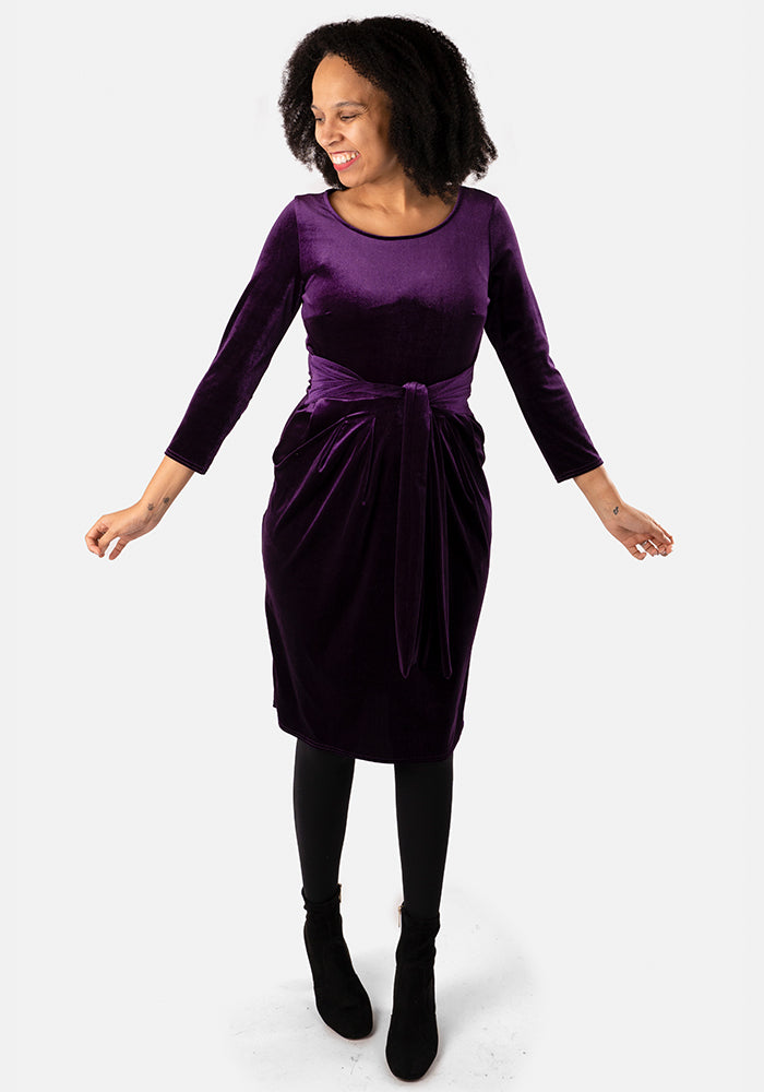 Prunella Purple Velvet Dress