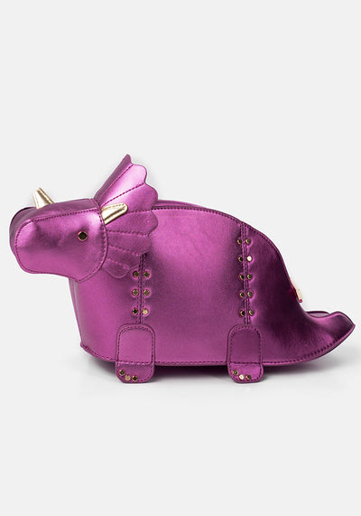 Purple Metallic Dinosaur Cross Body Bag