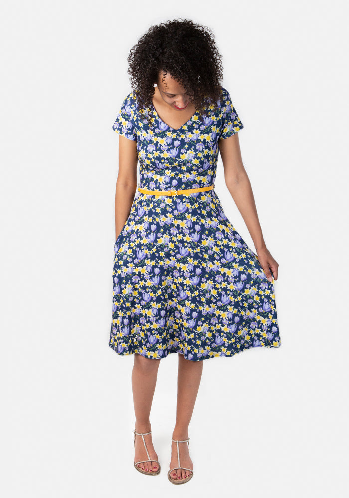 Evelyn Daffodil & Crocus Print Dress
