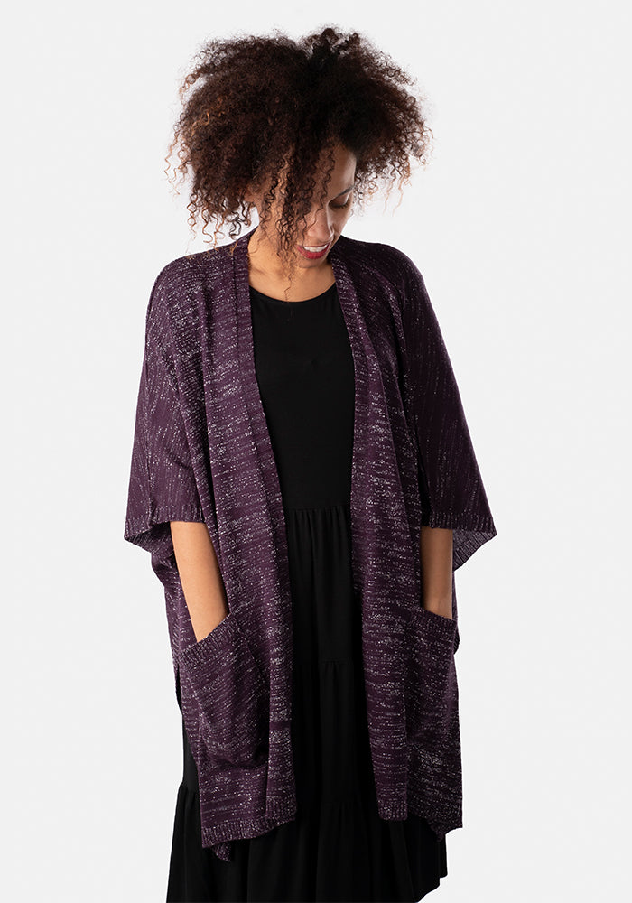 Purple & Silver Metallic Cardigan