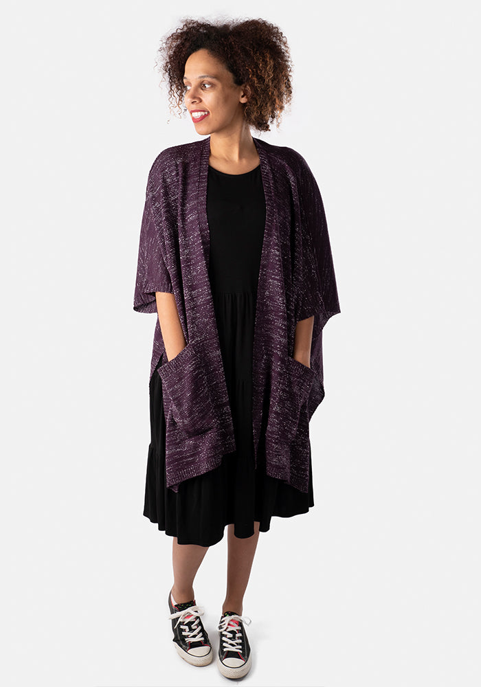 Purple & Silver Metallic Cardigan