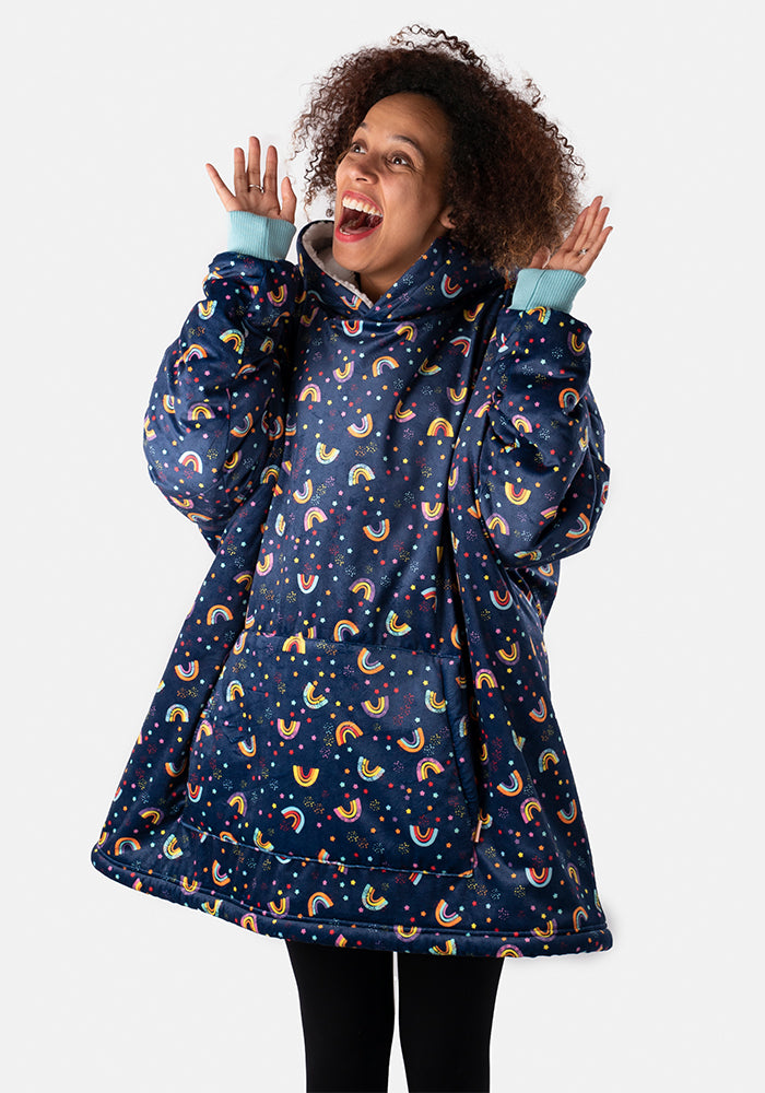 Popsy Pop-On Oversize Rainbow Print Hoodie