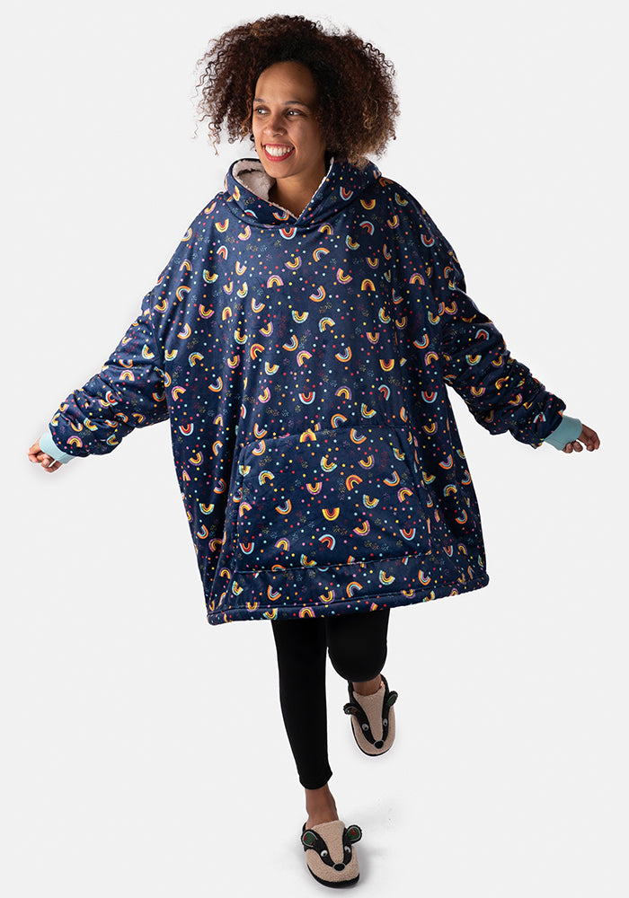 Popsy Pop-On Oversize Rainbow Print Hoodie