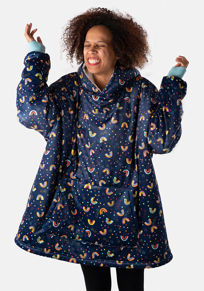 Popsy Pop-On Oversize Rainbow Print Hoodie