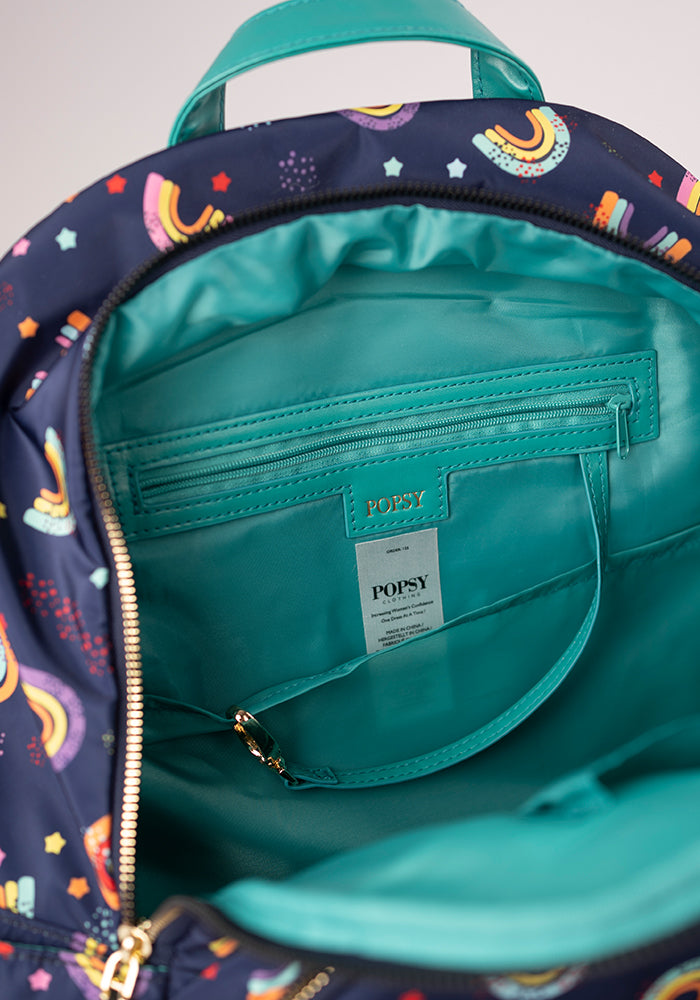 Navy Rainbow Print Rucksack