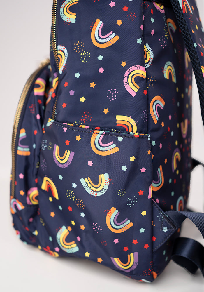 Navy Rainbow Print Rucksack