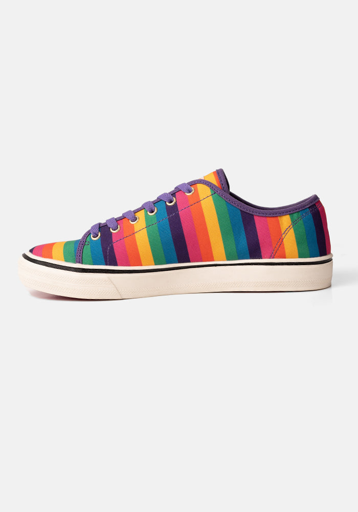 Multicoloured Stripe Print Canvas Pumps