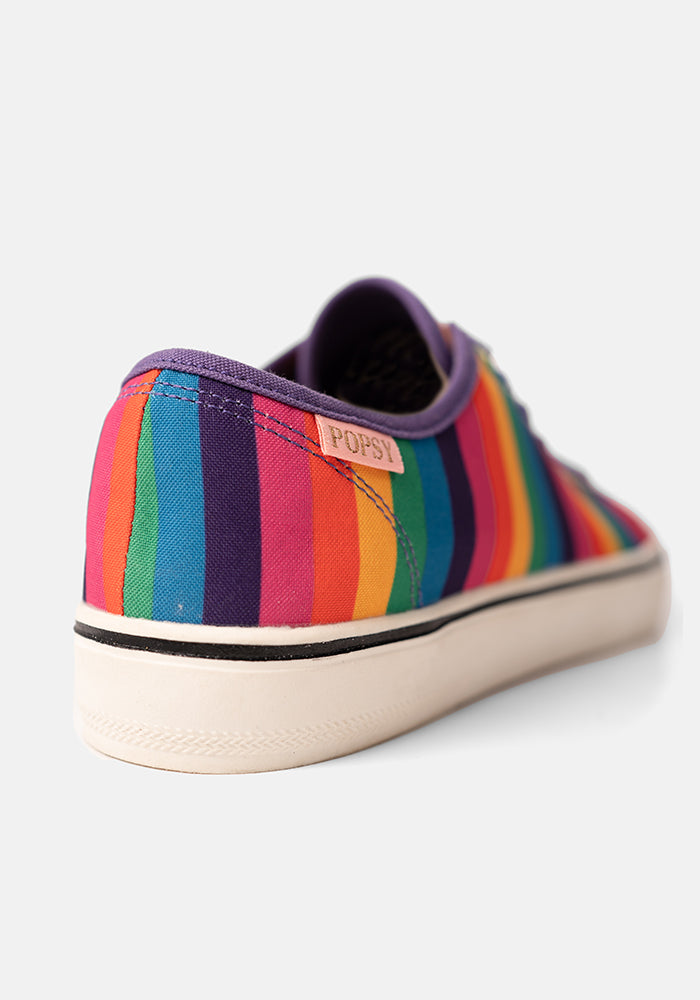 Multicoloured Stripe Print Canvas Pumps