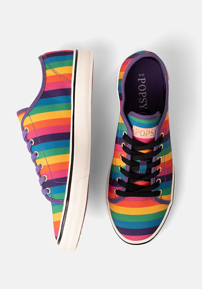 Multicoloured Stripe Print Canvas Pumps