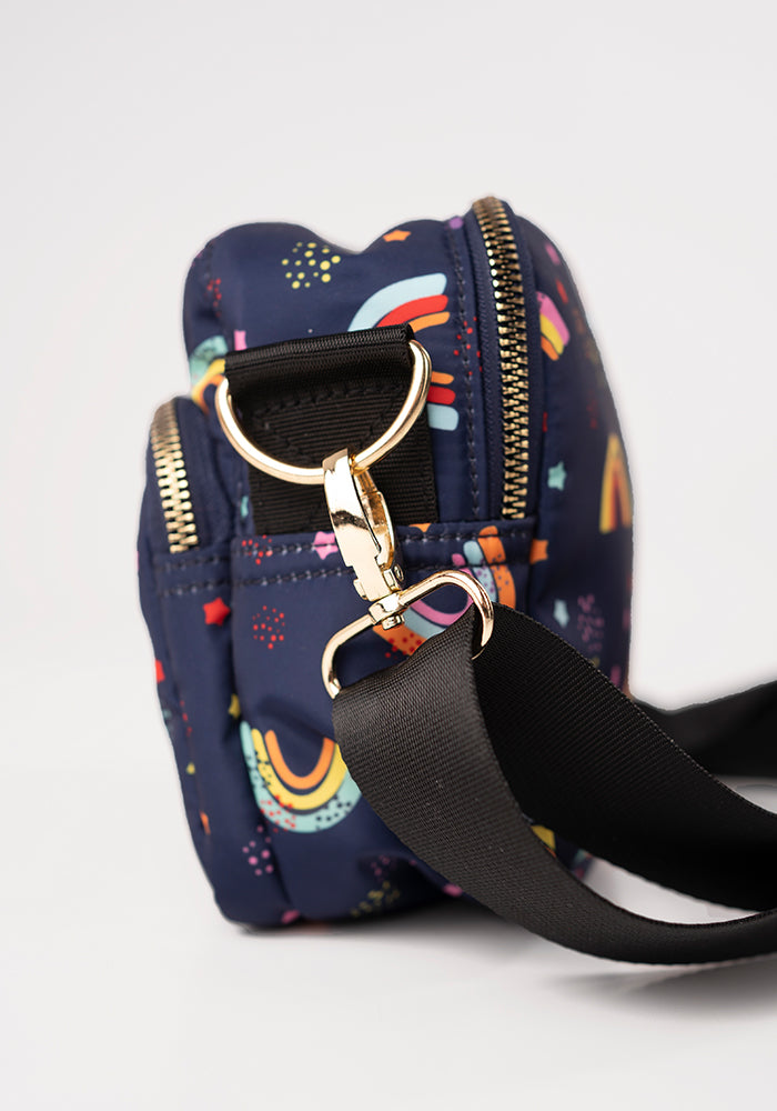 Navy Rainbow Print Cross Body Bag