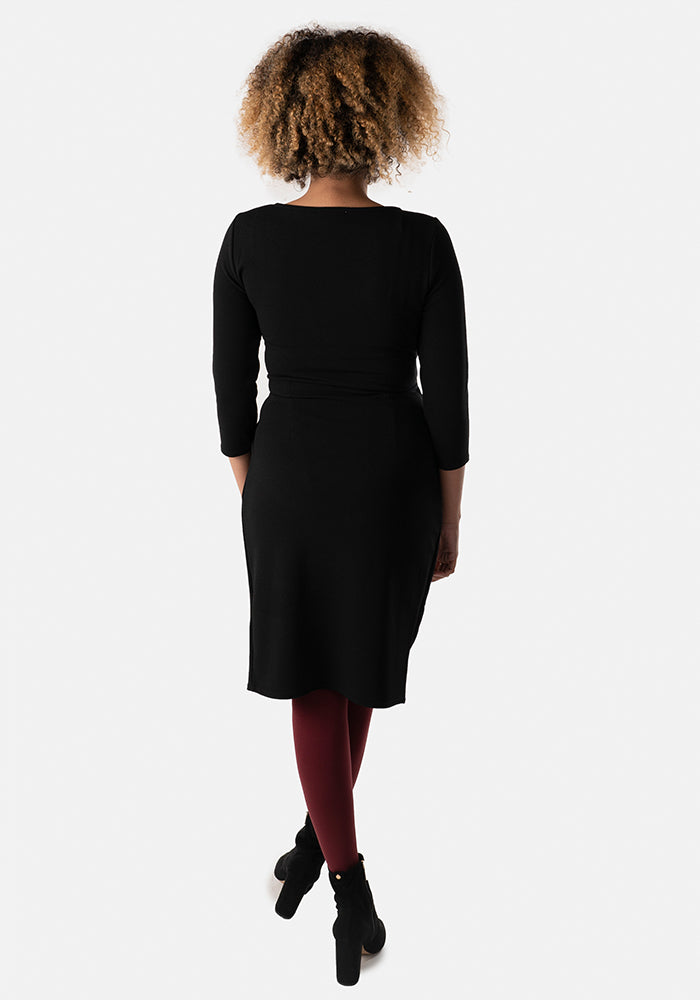 Fourth angle of Raven Black Textured Crepe Tie Front Dress