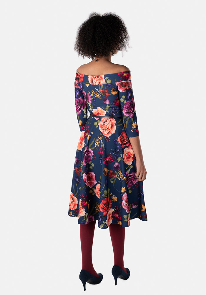 Reagan Large Vintage Floral Swing Dress