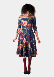 Reagan Large Vintage Floral Swing Dress