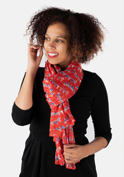 Red Bunting Print Scarf