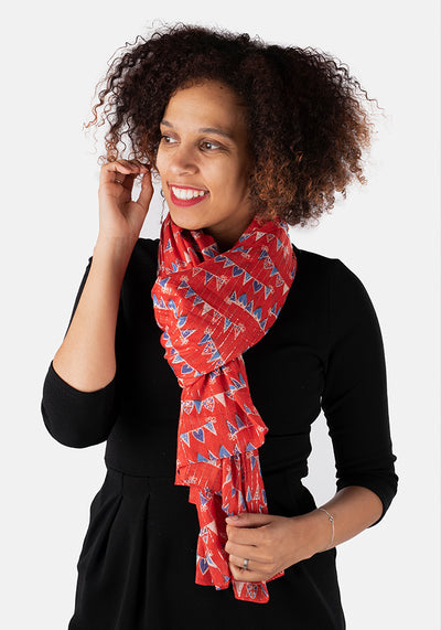 Red Bunting Print Scarf